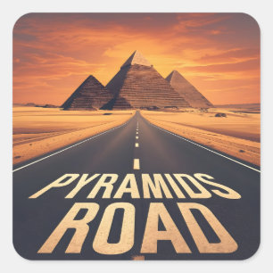 Pegatina Cuadrada Carreteras de Pirámides Ígneas Arte del Desierto d