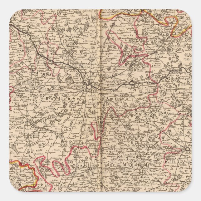 Pegatina Cuadrada Carreteras e iglesias romanas (Anverso)