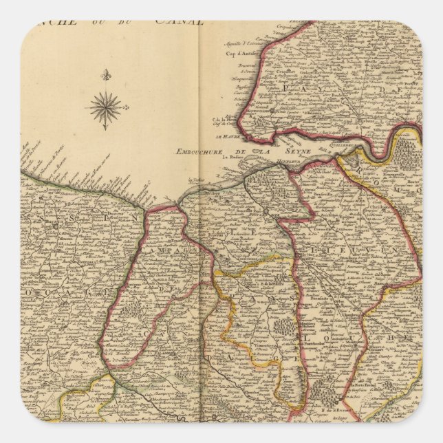Pegatina Cuadrada Carreteras romanas y bosques (Anverso)