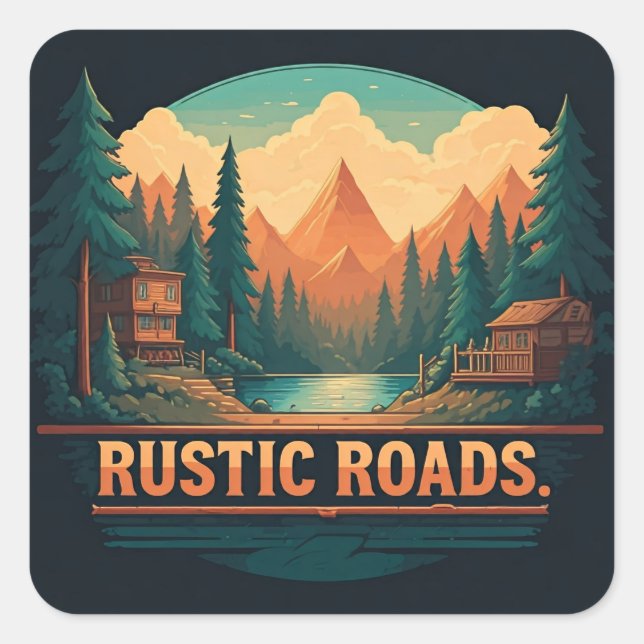 Pegatina Cuadrada Carreteras rusas (Anverso)