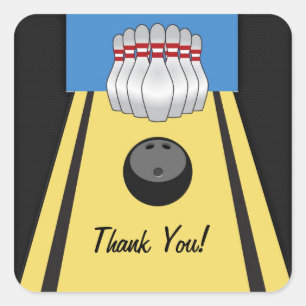 Pegatina Cuadrada Carril de los bolos, pernos, bola