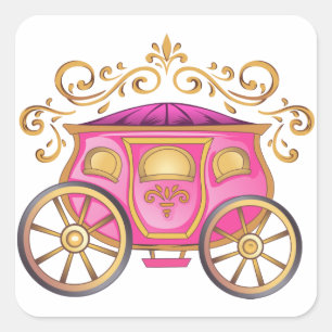 Pegatina Cuadrada Carrito Princesa