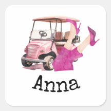 Carro de golf y zapatos altos rosados mujer golfis