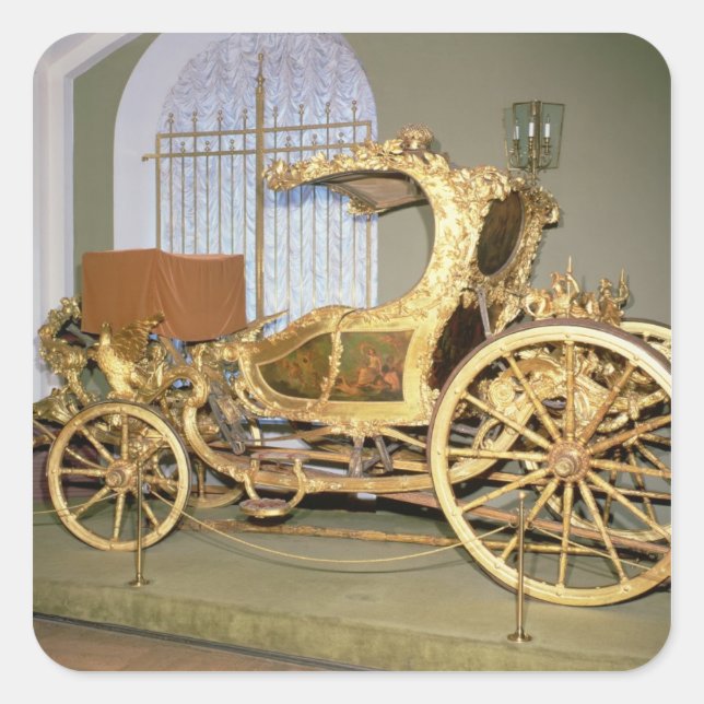 Pegatina Cuadrada Carro Gondola de la emperatriz Catherine II (Anverso)