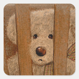 Pegatina Cuadrada Carroll Teddy Bear Card
