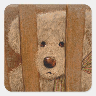 Pegatina Cuadrada Carroll Teddy Bear Card