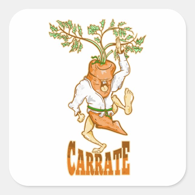 Pegatina Cuadrada Carrot Karate CARRATE (Anverso)