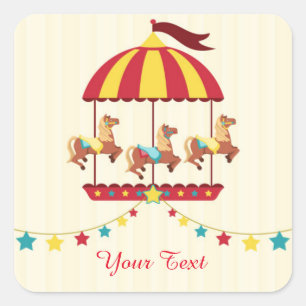 Pegatina Cuadrada Carrusel con Star Bunting