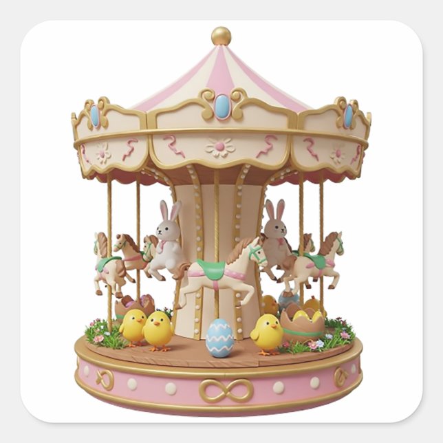 PEGATINA CUADRADA CARRUSEL DE PASCUA (Anverso)