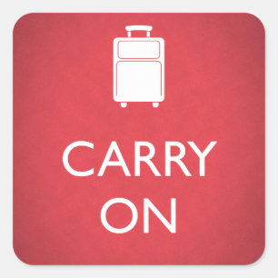 Pegatina Cuadrada CARRY ON - Equipaje - Funny Red