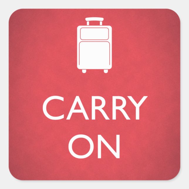 Pegatina Cuadrada CARRY ON - Equipaje - Funny Red (Anverso)