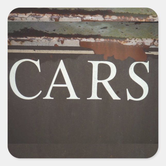 Pegatina Cuadrada CARS Camión de remolque Rótulo de coches de época (Anverso)