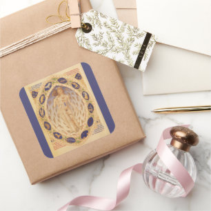 Pegatina Cuadrada Carta Antigüa del Zodiaco Celeste, Astrología Vint