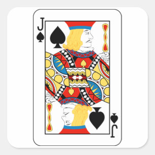 Pegatina Cuadrada Carta clásica de póquer Jack de Picas