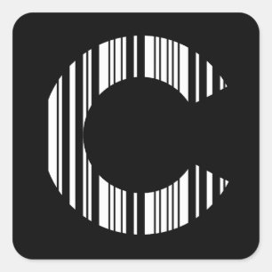 Pegatina Cuadrada CARTA CÓDIGO DE BARRA C Primer patrón de código de