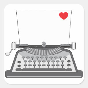 Pegatina Cuadrada Carta de amor de máquina de escribir vintage