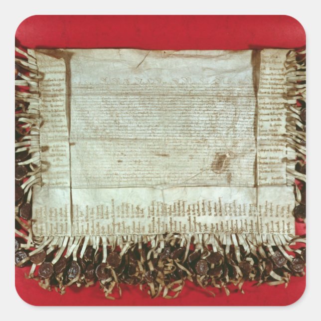 Pegatina Cuadrada Carta de protesta medieval de Bohemia (Anverso)