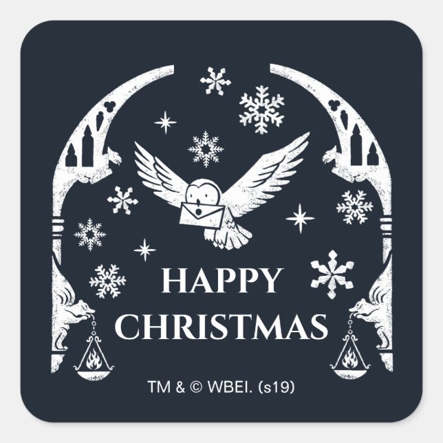 Pegatina Cuadrada Carta de vacaciones HARRY POTTER™ Hedwig (Anverso)