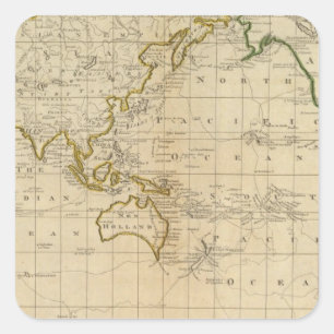 Pegatina Cuadrada Carta del mundo