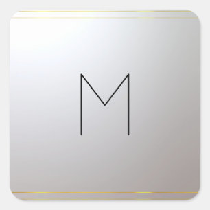 Pegatina Cuadrada Carta inicial monogramada Gold Silver