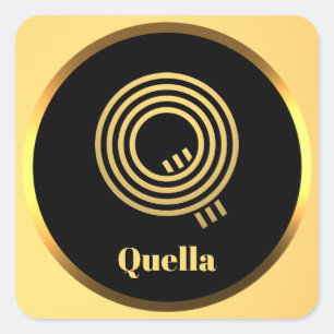 Pegatina Cuadrada Carta monogramada Gold personalizada Q