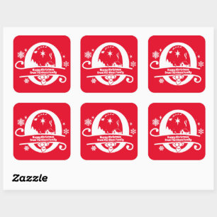 Pegatina Cuadrada Carta O Monograma Nombre de Familia Inicial Saludo