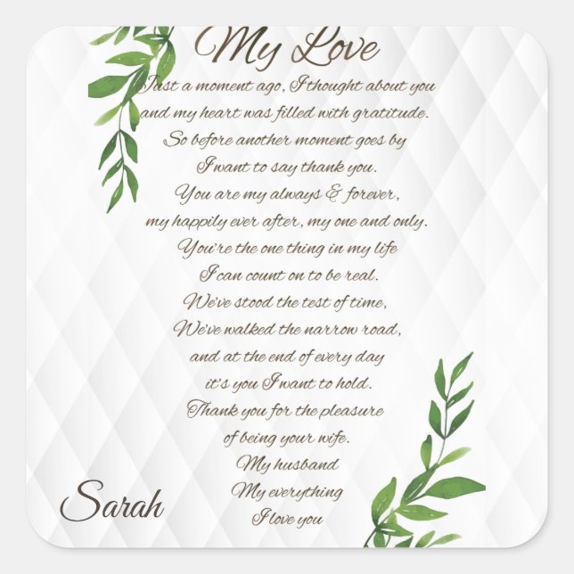 Pegatina Cuadrada Cartas a mi marido (Anverso)