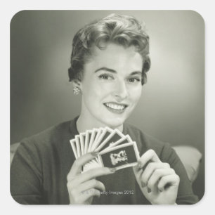 Pegatina Cuadrada Cartas de juego para mujeres