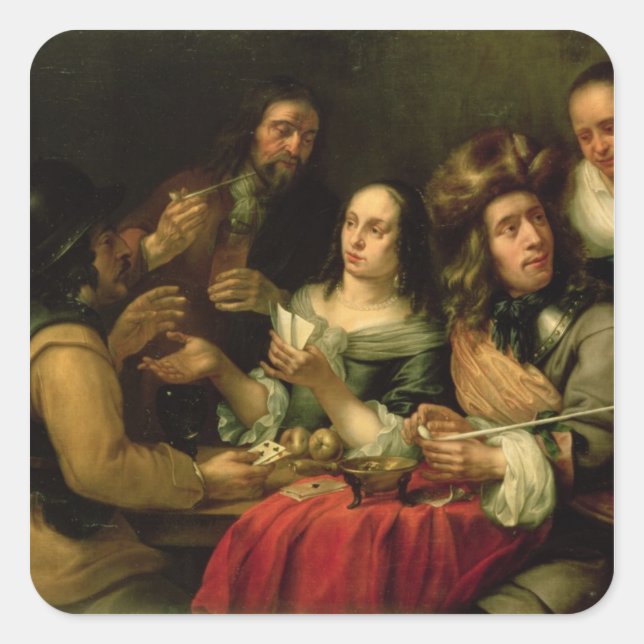 Pegatina Cuadrada Cartas de reproducción (Anverso)