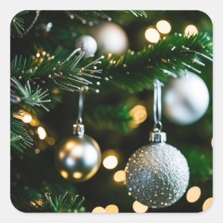 Pegatina Cuadrada Carte de Noël et fin d'année