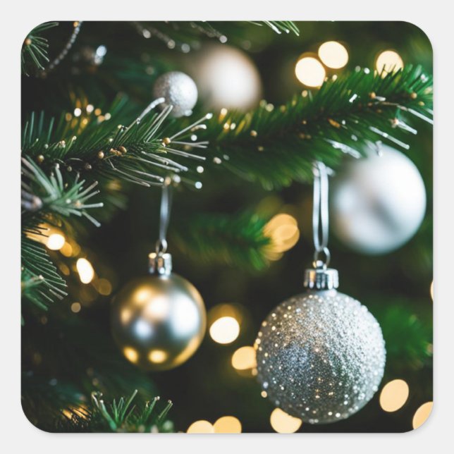 Pegatina Cuadrada Carte de Noël et fin d'année (Anverso)