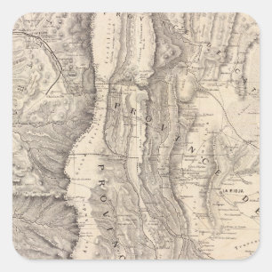 Pegatina Cuadrada Carte, provincias de La Rioja San Juan