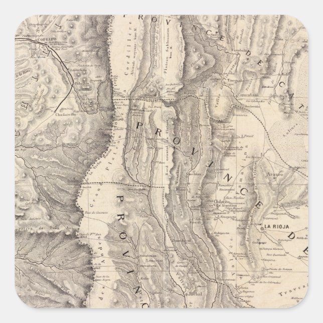 Pegatina Cuadrada Carte, provincias de La Rioja San Juan (Anverso)