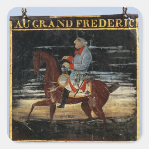 Pegatina Cuadrada Cartel con Frederick el Grande en la Caballo