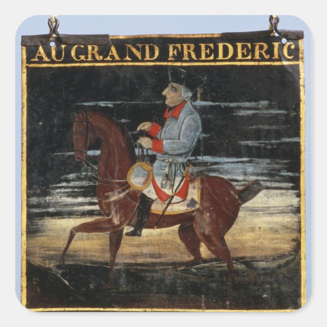 Pegatina Cuadrada Cartel con Frederick el Grande en la Caballo (Anverso)