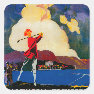 Pegatina Cuadrada Cartel de la época CadenabbiaTremezzoEurope