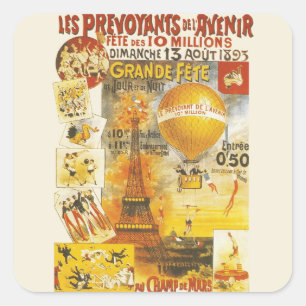 Pegatina Cuadrada Cartel de la Gran Fiesta Antigüedades de París