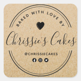 Pegatina Cuadrada Cartel de la panadería del personalizado