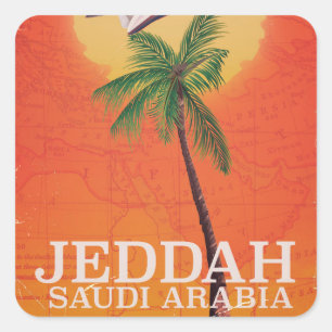 Pegatina Cuadrada Cartel de vacaciones de Yeda Arabia Saudita