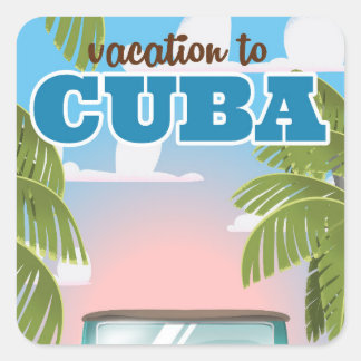 Pegatina Cuadrada Cartel de vacaciones en cuba
