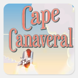 Pegatina Cuadrada cartel de viaje a cabo canaveral