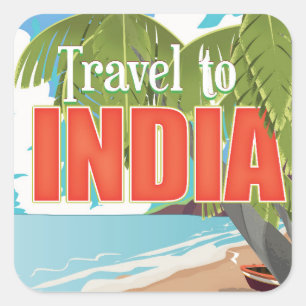Pegatina Cuadrada Cartel de viaje a la India