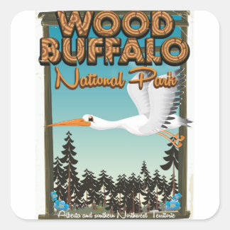 Pegatina Cuadrada Cartel de viaje al Parque Nacional Wood Buffalo