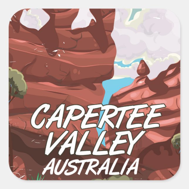 Pegatina Cuadrada Cartel de viaje al Valle de Capertee Australia (Anverso)