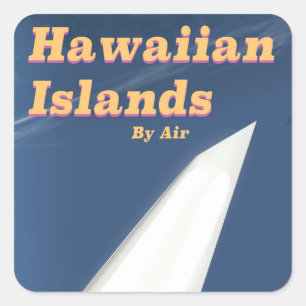 Pegatina Cuadrada Cartel de viaje comercial de las Islas Hawaianas