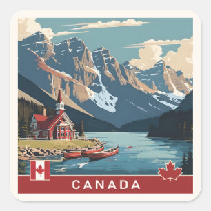 Pegatina Cuadrada Cartel de viaje de Canadá
