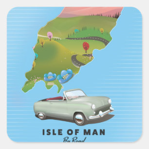 Pegatina Cuadrada Cartel de viaje de la Isla de Man