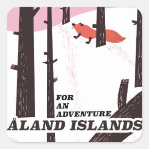 Pegatina Cuadrada Cartel de viaje de las Islas Åland, Finlandia