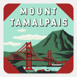 Pegatina Cuadrada Cartel de viaje del Monte Tamalpais