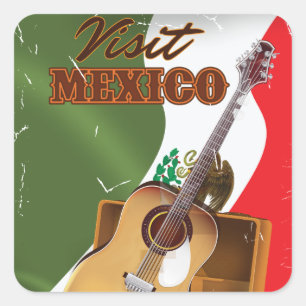 Pegatina Cuadrada Cartel de viaje vintage de México